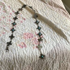 Silver and Turquoise Cross Necklace